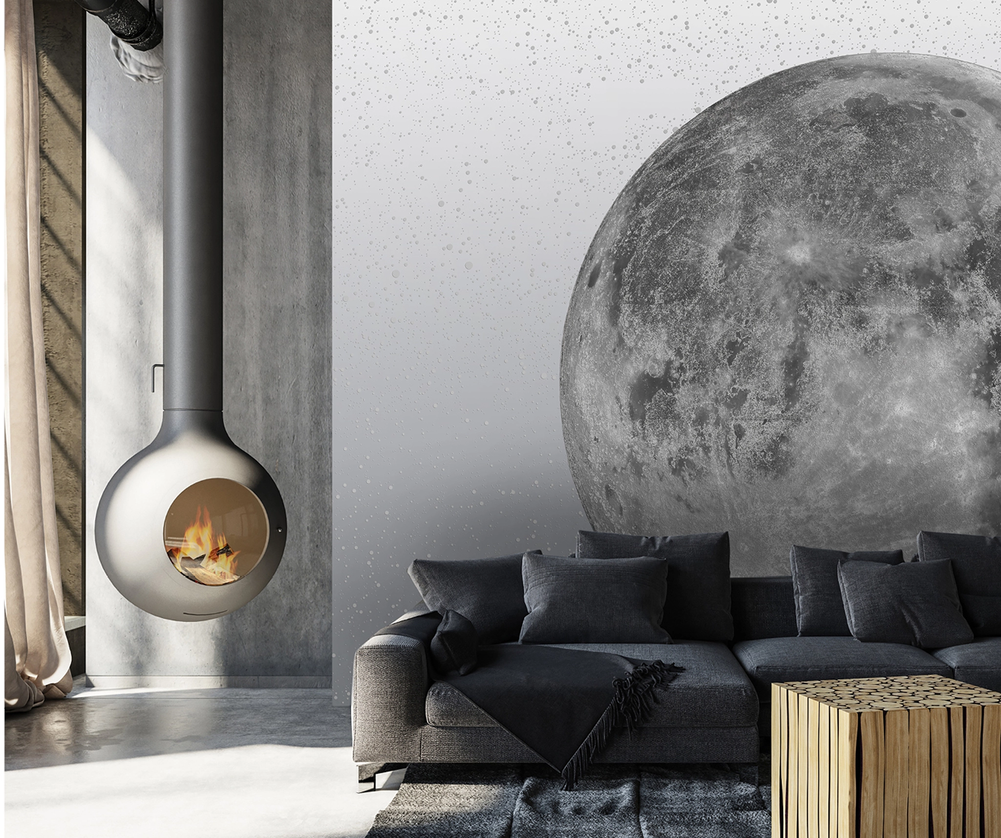 Silver Silence interior design from PEBBLD Retro Futurism Collection
