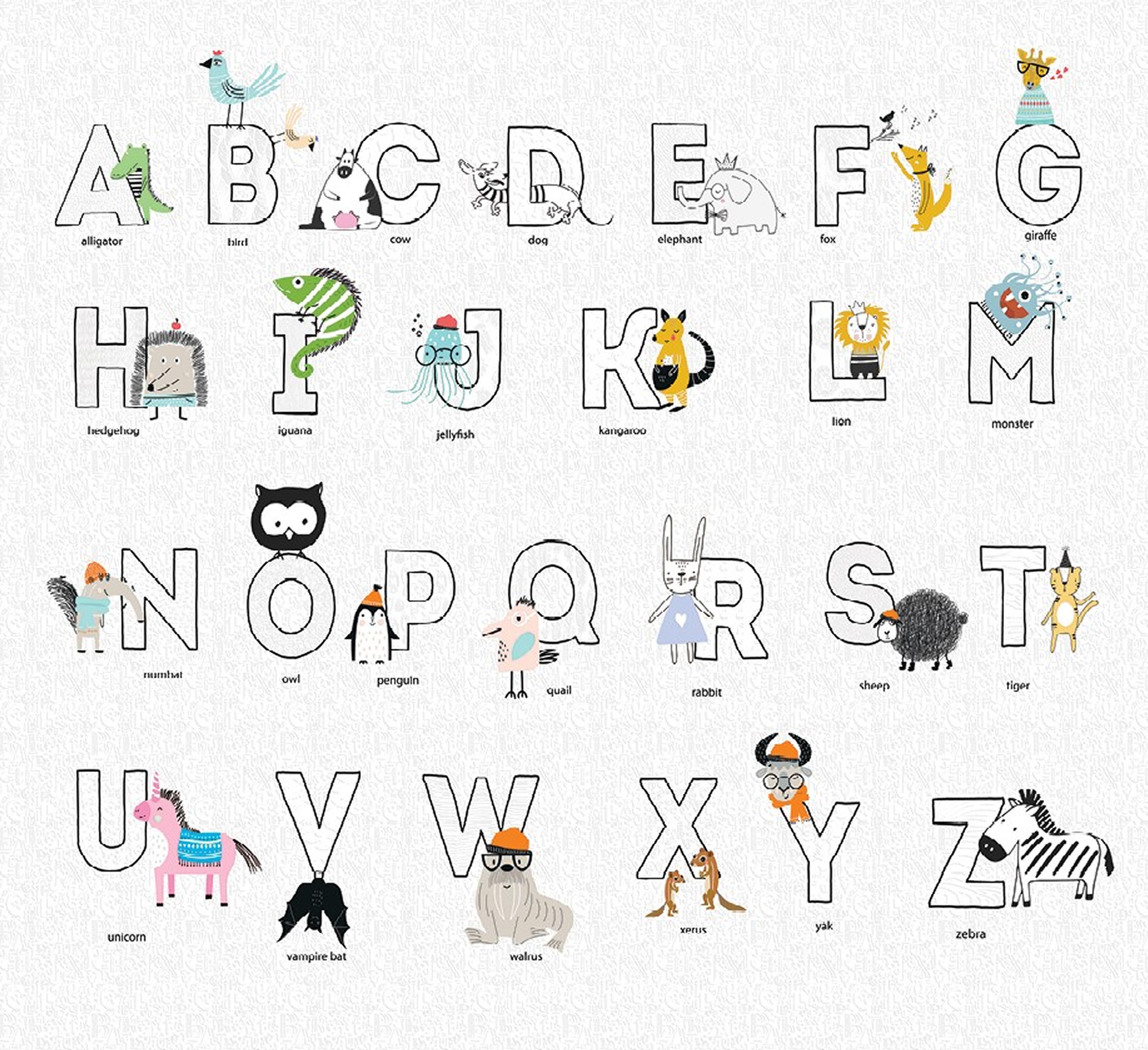 Letters and animals wall art from PEBBLD’s Little Worlds collection