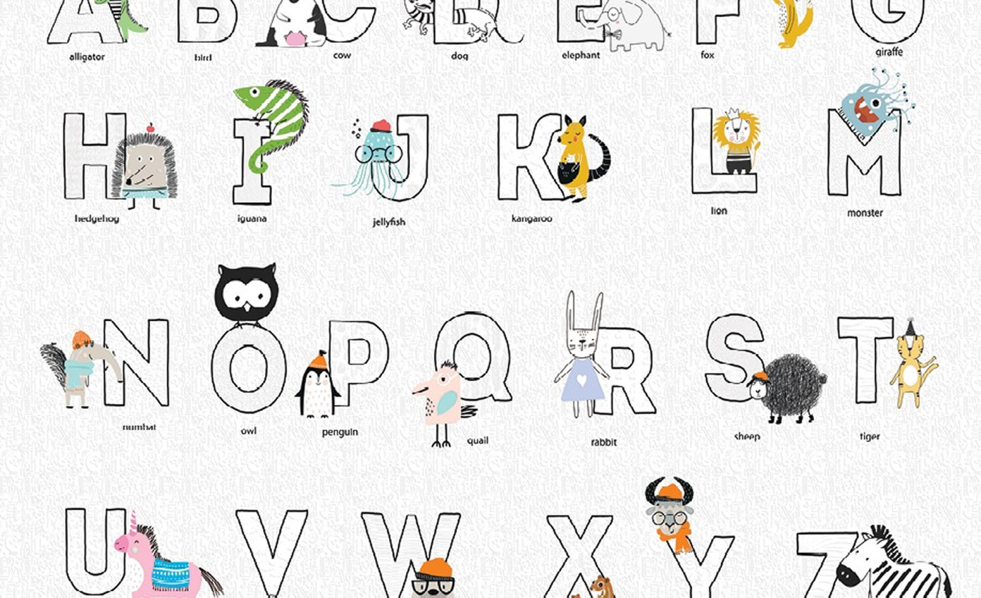 Letters and animals wall art from PEBBLD’s Little Worlds collection