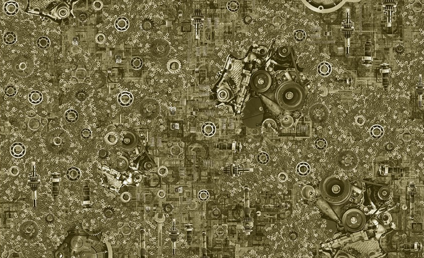 Gears & Whispers interior design from PEBBLD Retro Futurism Collection